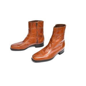 Vintage Florsheim Designer Orange Brown Heeled Leather Boots New Vintage Florsheim Designer Collection Boots, Ankle Boots  main image 3