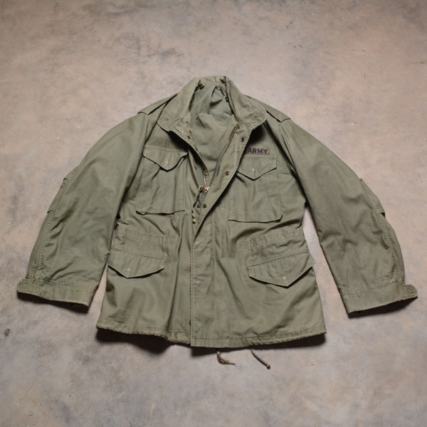 vintage 60s ejército de EE.UU. abrigo de campo M-65 chaqueta de invierno verde oliva verde militar de EE.UU. 1960 era de Vietnam hombres mujeres unisex M/L regular