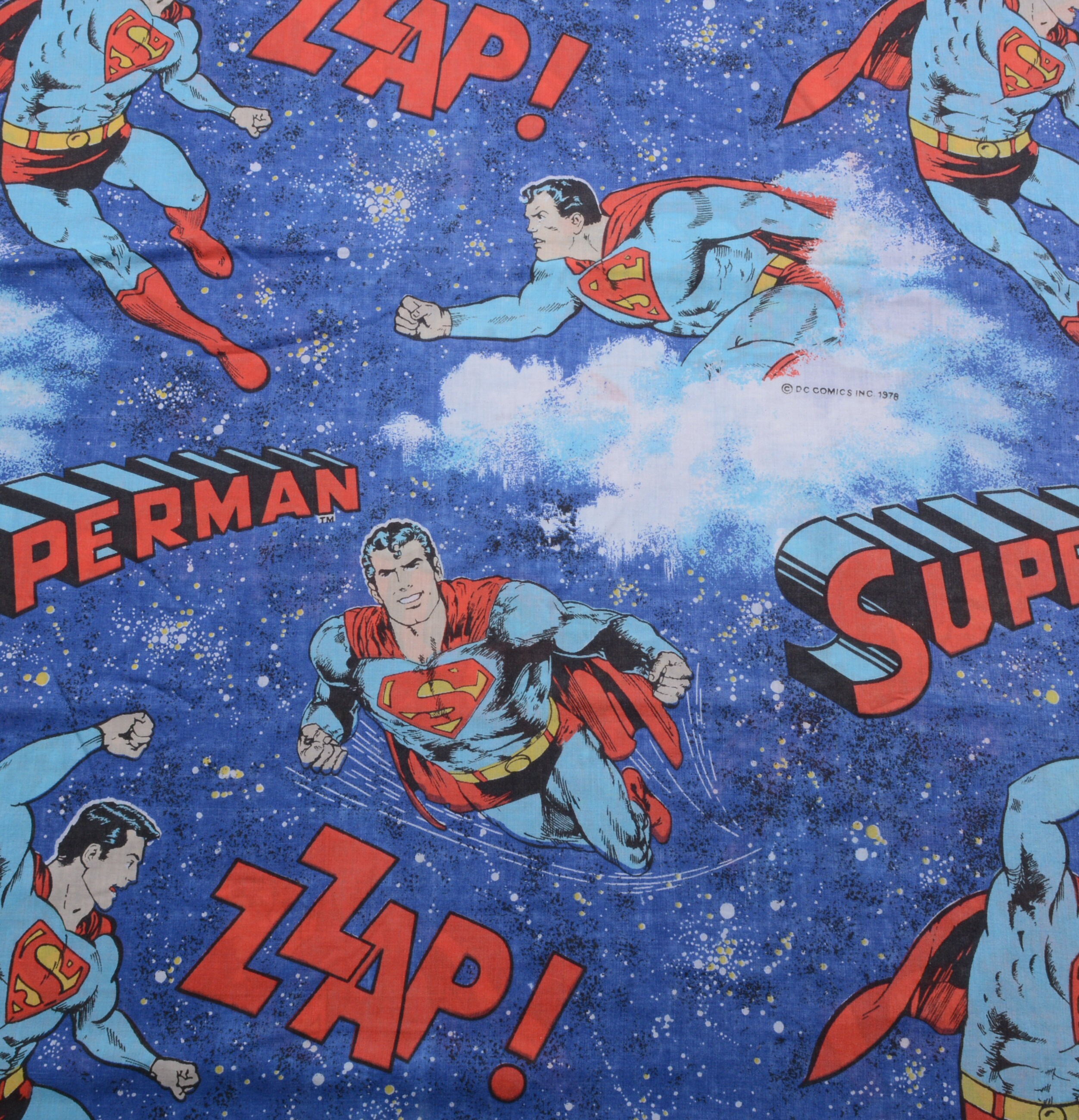Vintage 70s Superman Bed Sheet Twin Flat 1978 ZZAP! Fabric