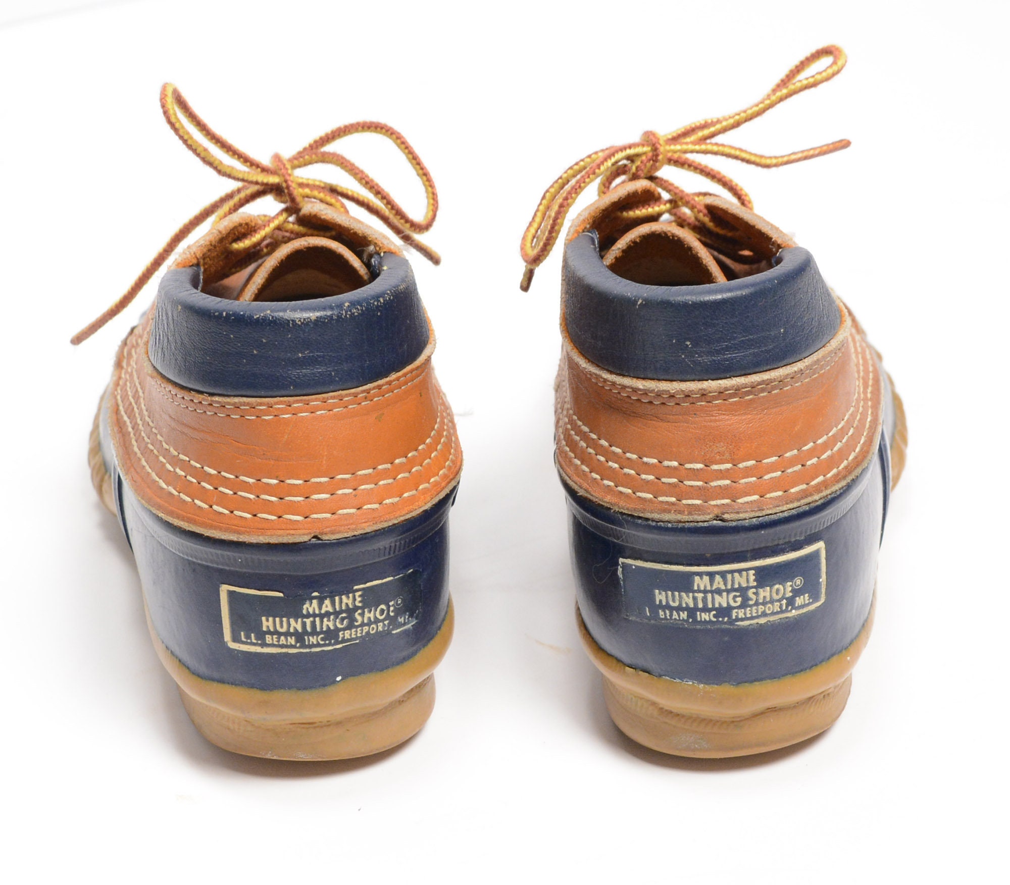 LL Bean Blue Waxed Canvas Gumshoe Rim Low Hunting Rubber Duck Boots Size 7M Leather Ll Bean Maine Hunting Shoe Vintage LL Bean Maine  main image 2