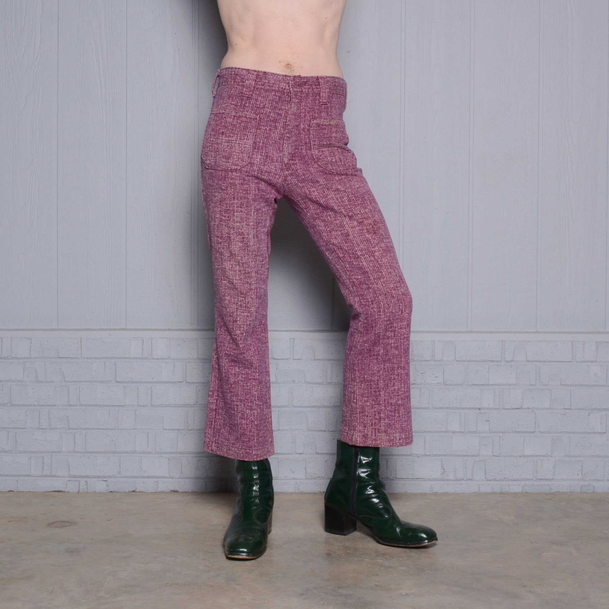 Vintage 70s Bellbottom Jeans Purple Stripe Brushed Corduroy Vintage 70s Bellbottom Jeans Purple Stripe Brushed Corduroy