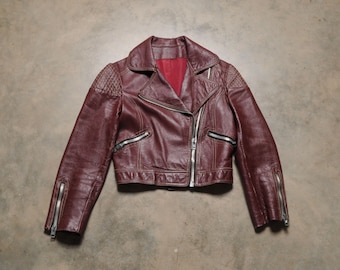 Vintage 70s Leather Jacket Light Brown Fur Lining Bomber