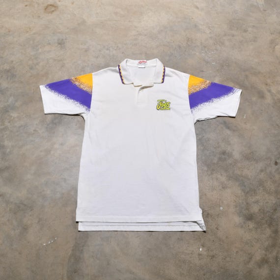 Vintage 90s Camel Smokin' Joes Racing Polo Shirt Purple Yellow M Medium Cigarette  Tobacco Advertising