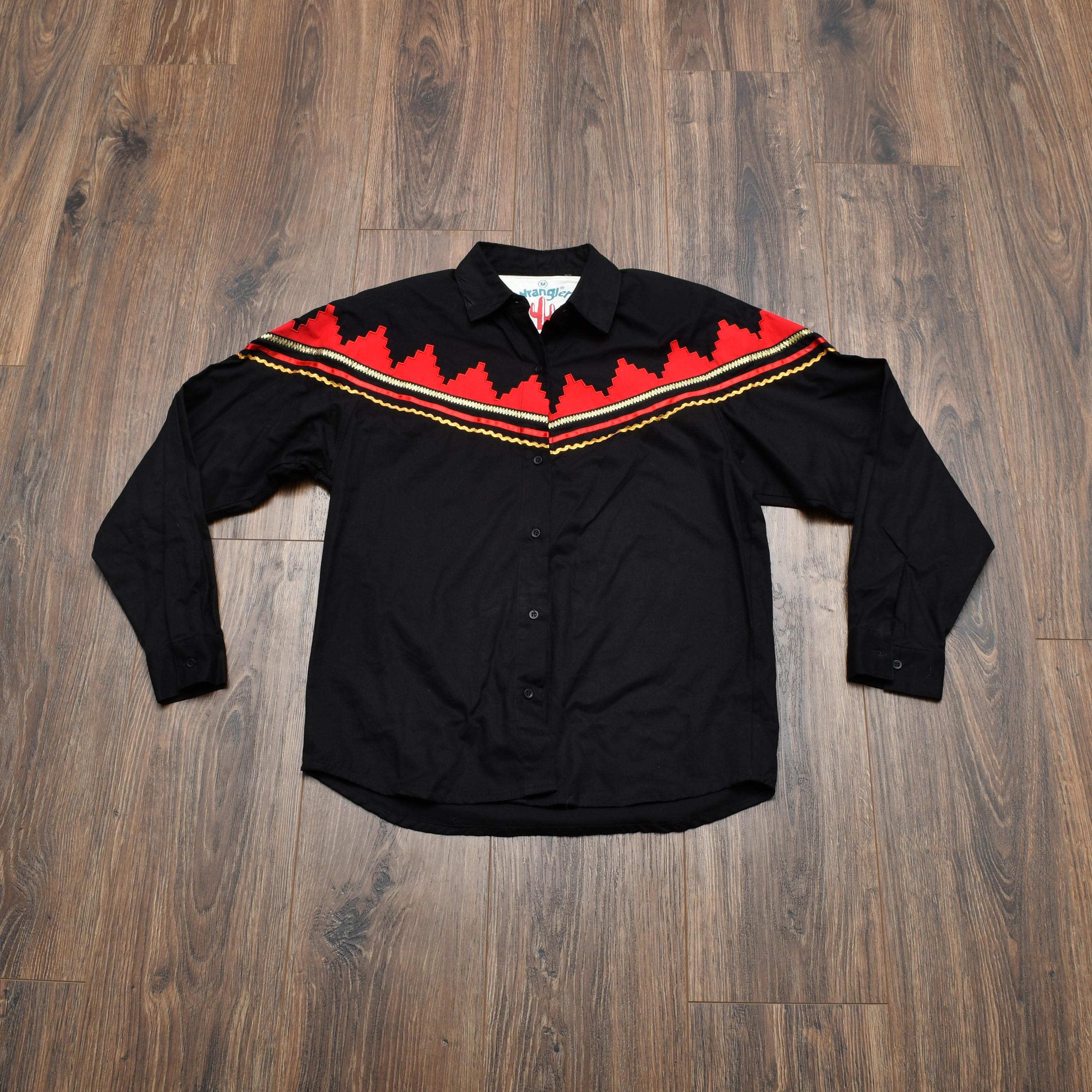 Vintage 80s 90s Wrangler Western Shirt Rodeo Padded Shoulder