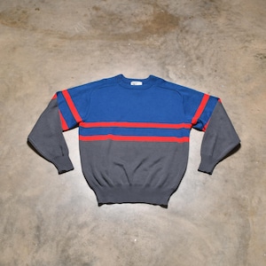 vintage 70s 80s ski sweater Head Tyrolia wool blend gray bue red stripe 1970 1980 retro skiing L large