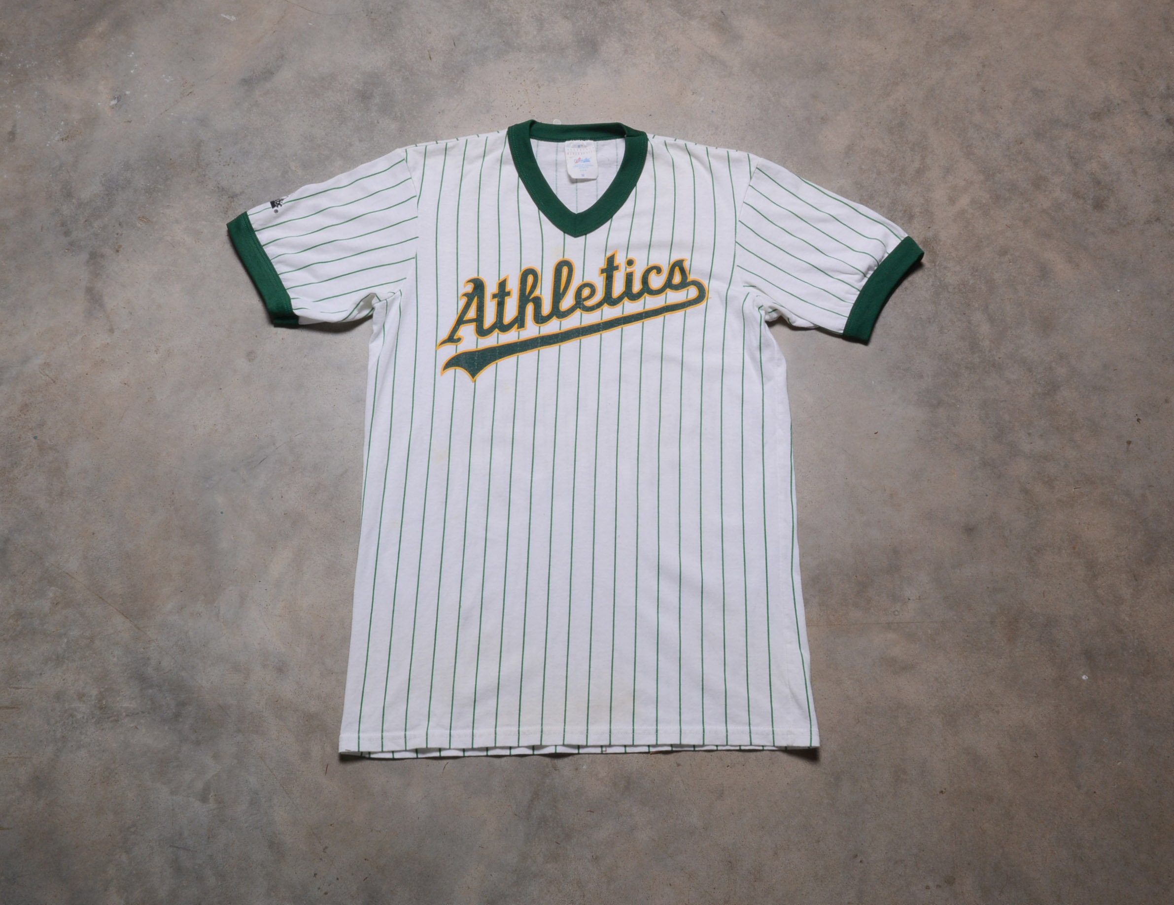 Vintage 90s Oakland Athletics Baseball Jersey V-neck Pinstripe 