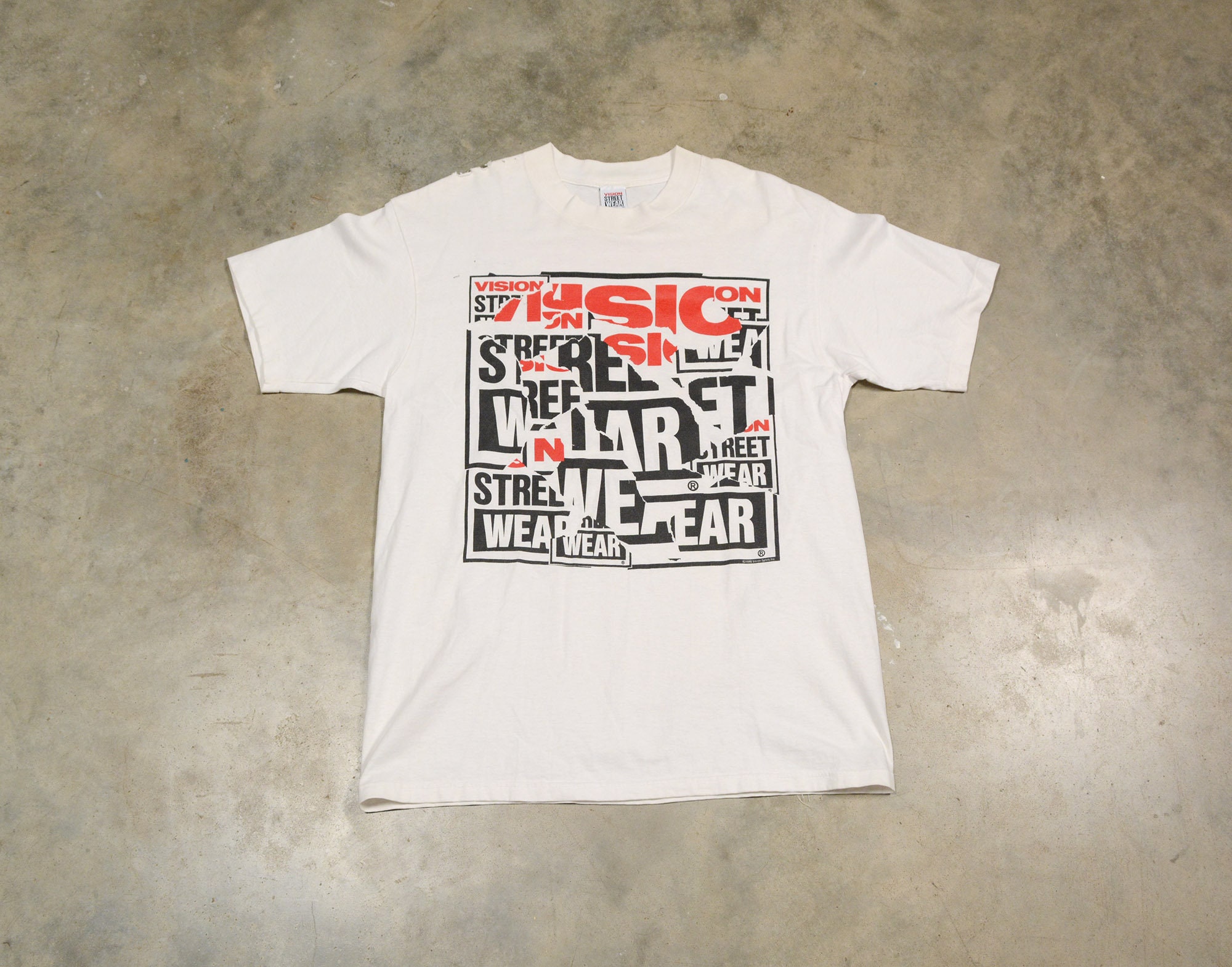 vintage 90s VSW Vision Street Wear t-shirt 1990 tee shirt USA surf skate two sided L USA