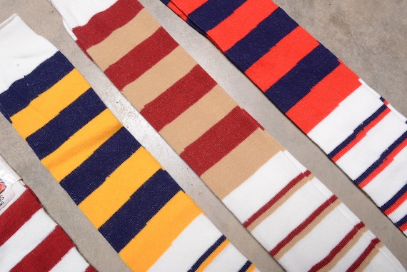 vintage 60s 70s tube socks red white blue tan yel… - image 3