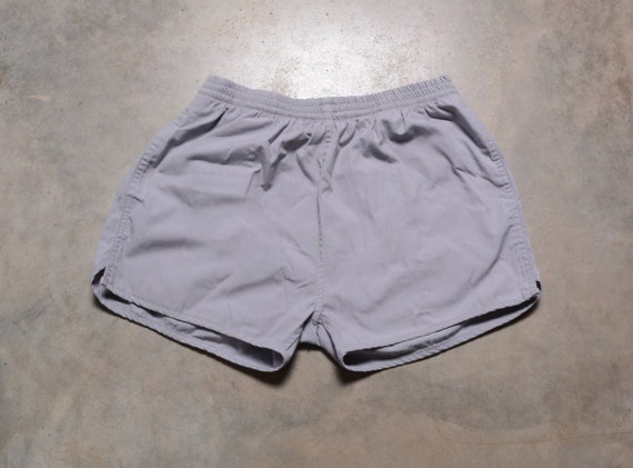 vintage 70s 80s tennis trunks light gray swim sho… - image 1