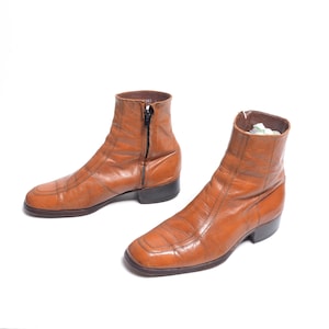 Vintage 70s Boots Florsheim Chelsea Boots Caramel Brown 