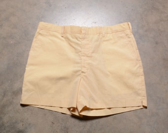 vintage 70s 80s tennis trunks tan pale yellow athletic shorts tennis gym sport hiking 38 waist