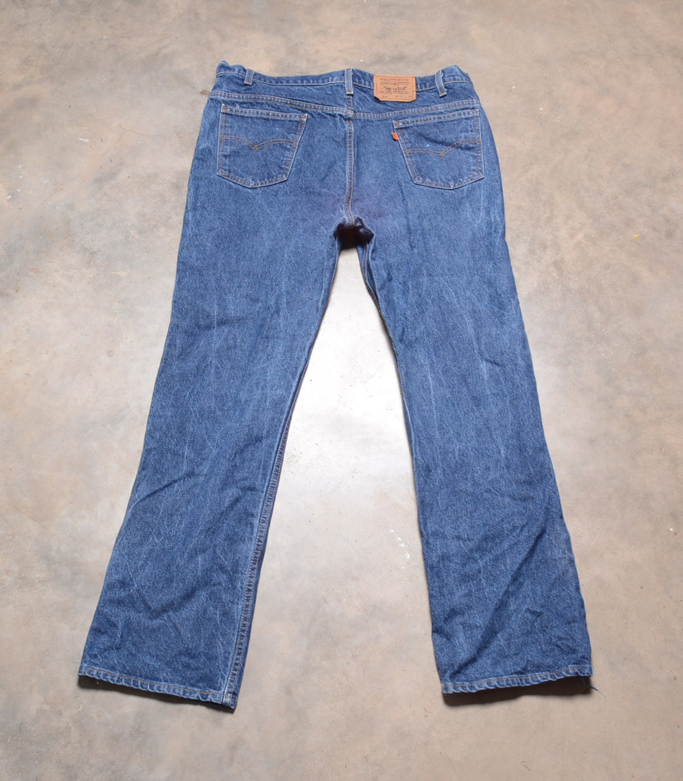 Vintage 70s 80s Levis 517 Jeans Straight Boot Cut Dark Wash Orange