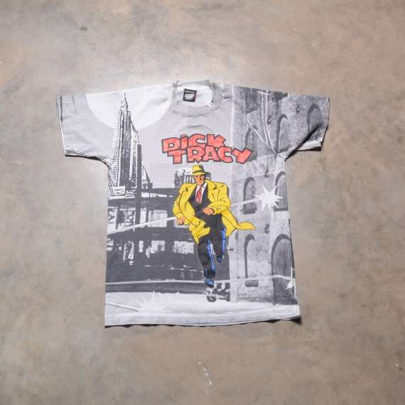 Vintage 90s Dick Tracy T-shirt AOP All Over Print Tee Shirt 1990 