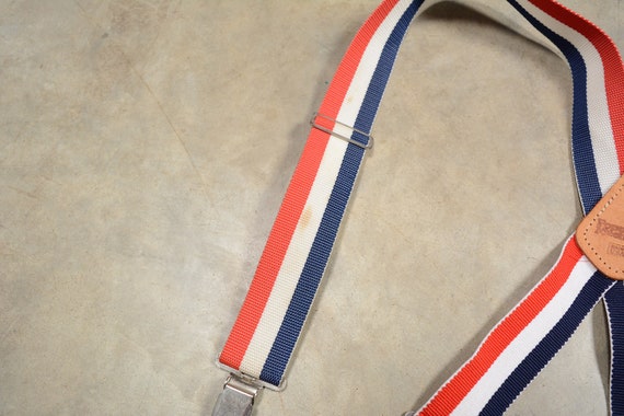 vintage 70s 80s red white blue stripe suspenders … - image 3