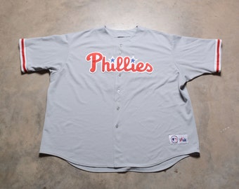 vintage Phillies Jim Thome baseball jersey 00s y2k Majestic away gray 25 #25 4X XXXXL
