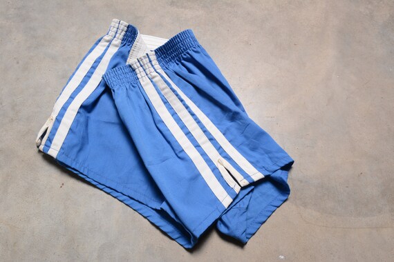 vintage 70s gym trunks Sears athletic blue white … - image 2