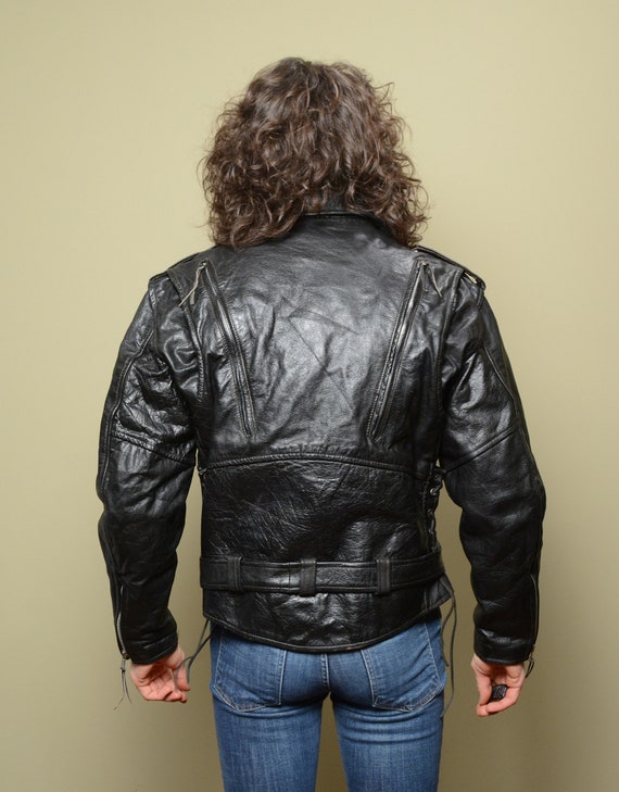 Vintage 80s Leather Motorcycle Jacket SHAF Zip Out Thinsulate - Etsy