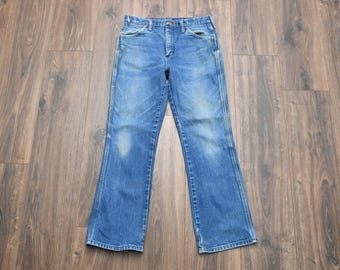vintage jaren 80 wrangler jeans laars cowboy snit normale pasvorm 32 x 30 labelgrootte noodlijdend