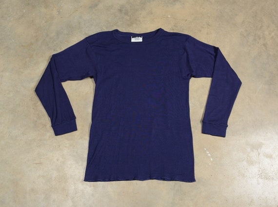 Vintage 80s Thermal Shirt Navy Blue Northwest Passage Polypropylene  Undershirt Base Layer 1980 Men Women Unisex L/XL 