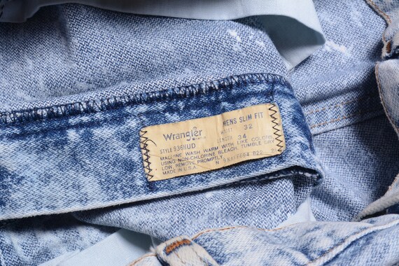 vintage 80s wrangler jeans acidwash light wash de… - image 6