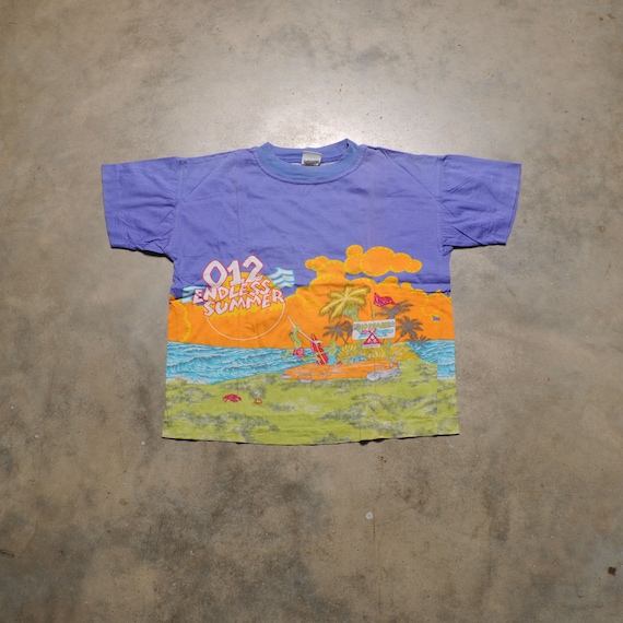 vintage 90s Big Shark Beach t-shirt Endless Summer crop top half