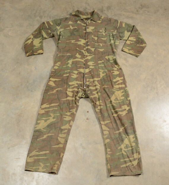 vintage 70s camouflage coverall hunting workwear camo… Gem