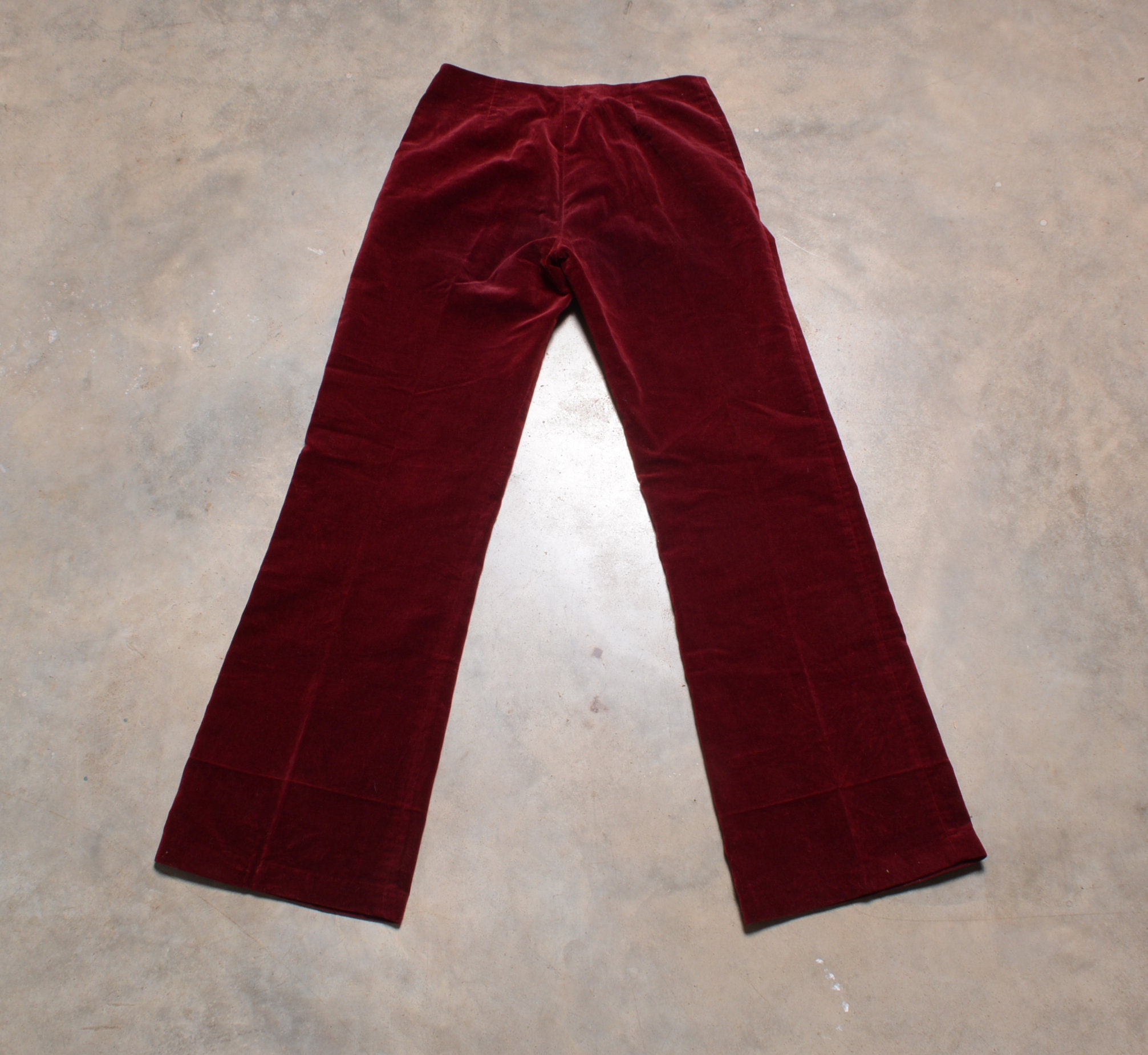 Vintage 70s Red Velour Velvet Flare Pants Bellbottom Trouser ...