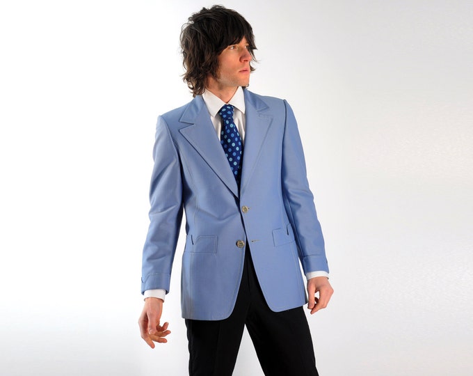 70s Baby Blue Sport Coat 1970 Formal Periwinkle Blue Blazer Etsy