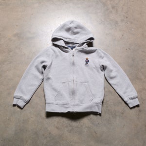 Vintage 00s Polo Ralph Lauren Bear Hoodie Full Zip Youth Boy Girl