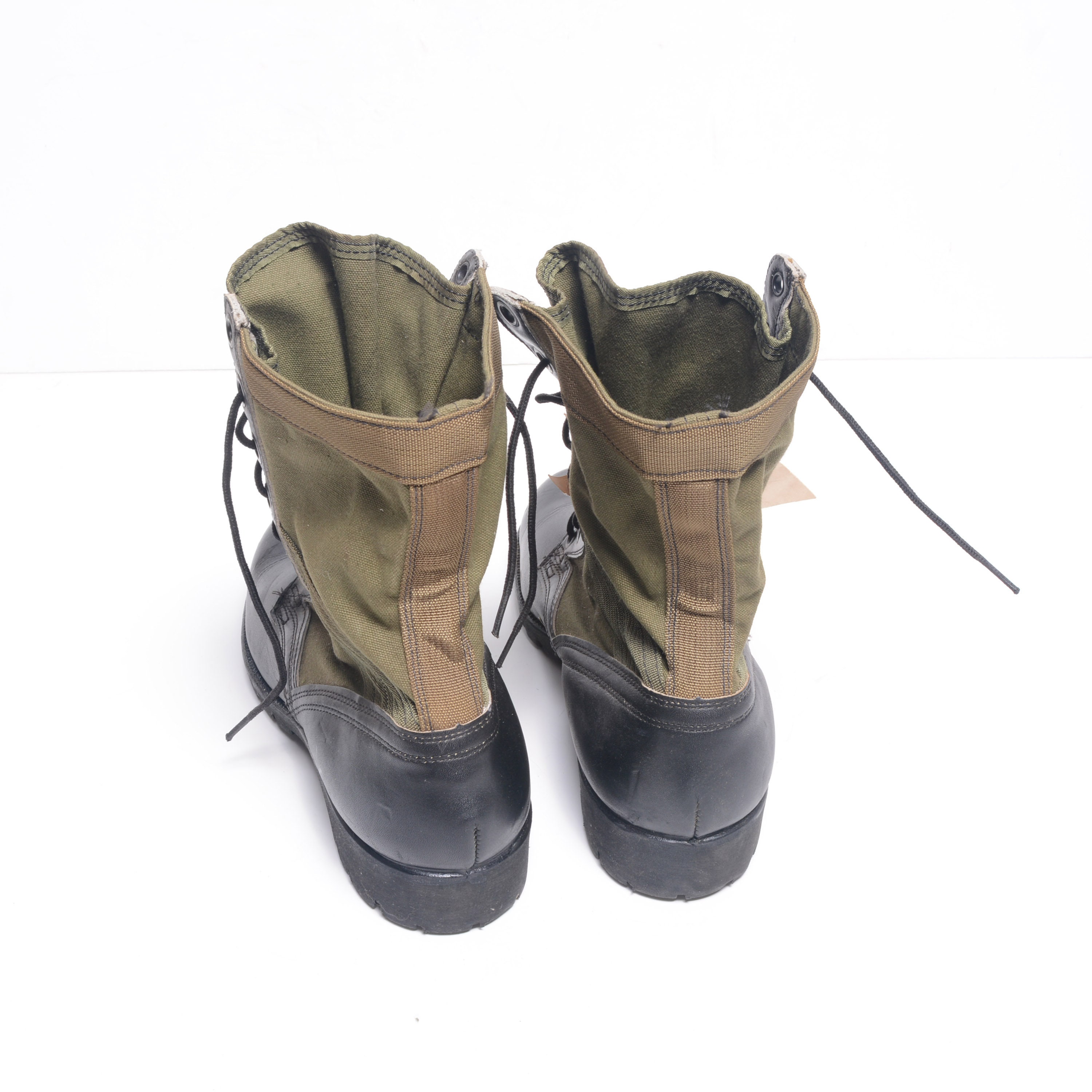Vintage 60s Combat Boots Green Canvas Jungle Boots Zipper