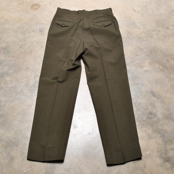 Vintage 60s Garbardine Military Pants US Marines Olive Drab Green