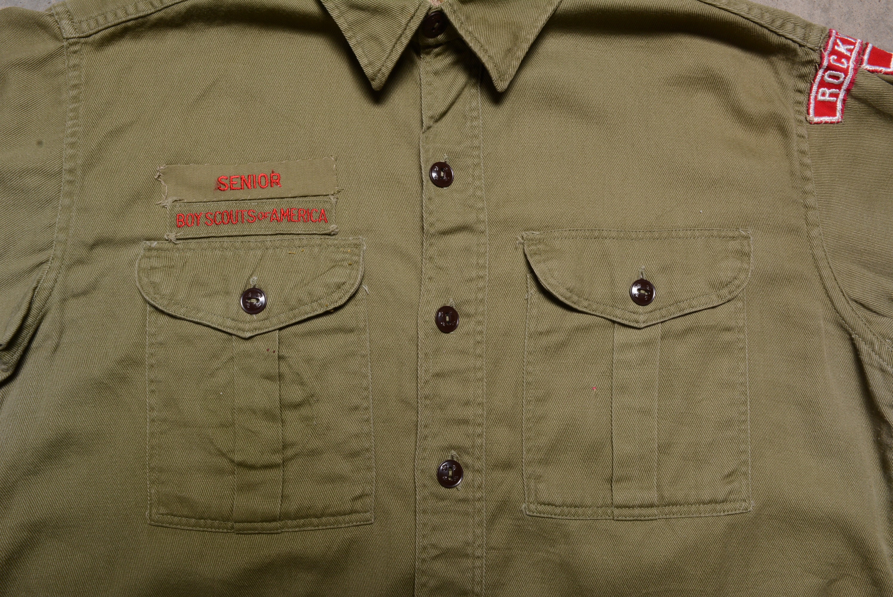 Vintage 40s 50s Boy Scouts Shirt Sanforized Olive Green Uniform