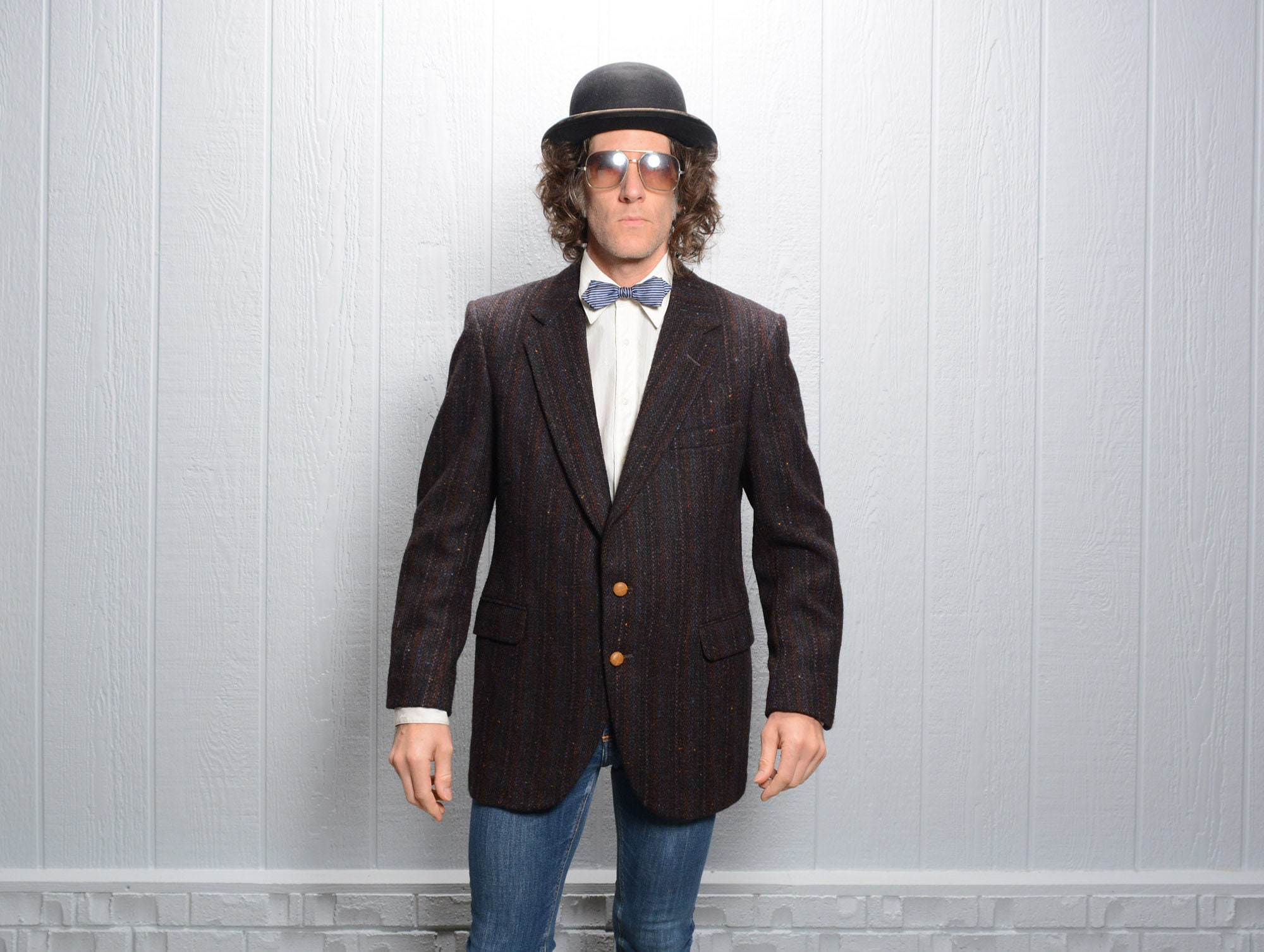 Men Vintage Sport Jacket 70s 80s Harris Tweed Sport Coat
