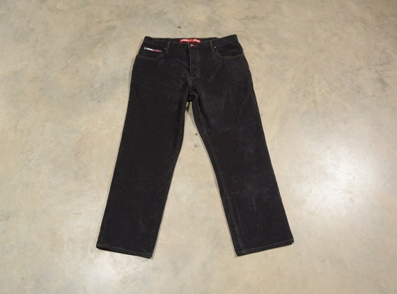 vintage 90s Tommy Hilfiger jeans black denim wide… - image 1