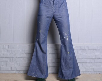 Vintage 70s Bellbottom Jeans Indigo Denim Elephant Big Bell Flare