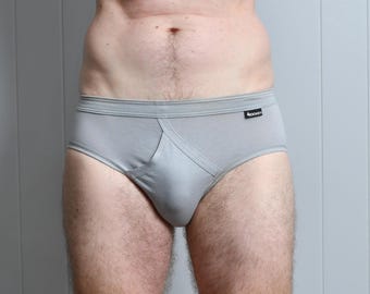 Calzoncillos Jockey vintage de tiro bajo para hombre, color gris claro, talla pequeña.