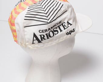 Vintage 80s Team Ceramiche Ariostea Cycling Cap White Bike Hat