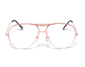 vintage 70s 80s aviator glasses oversize pink mauve metal 1970 1980 vintage eyewear eyeglasses metal frames Japan