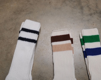 Chaussettes de jambes pour femmes des années 2025-80 et 90 - Chaussettes côtelées fluo