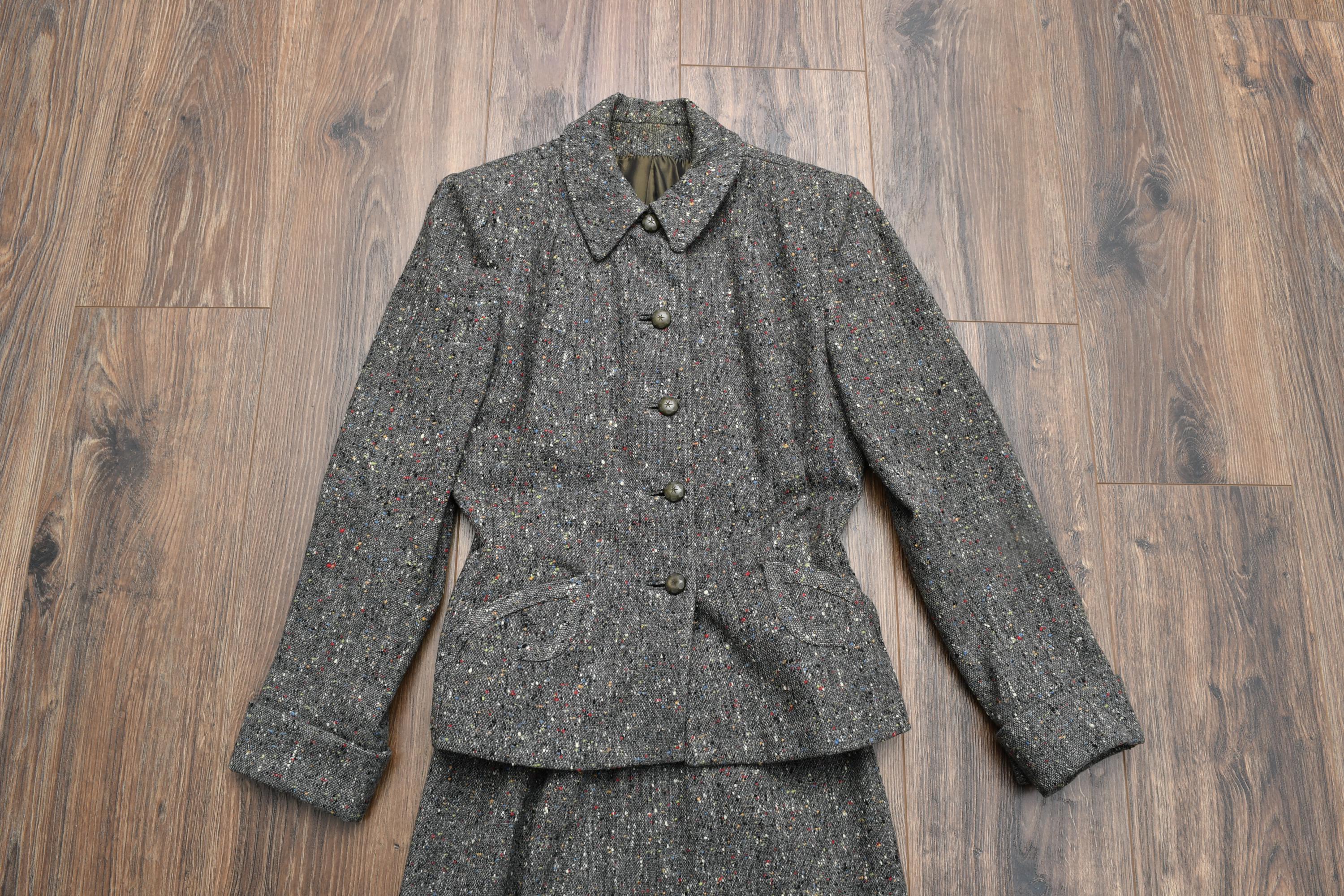 40s Jacket Vintage 40s Jacket Skirt Overcoat Set 1940 Women Outfit Gray Wool XS/S ...