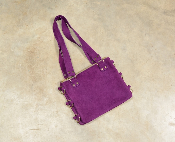 vintage 60s purple suede purse hippie boho handbag