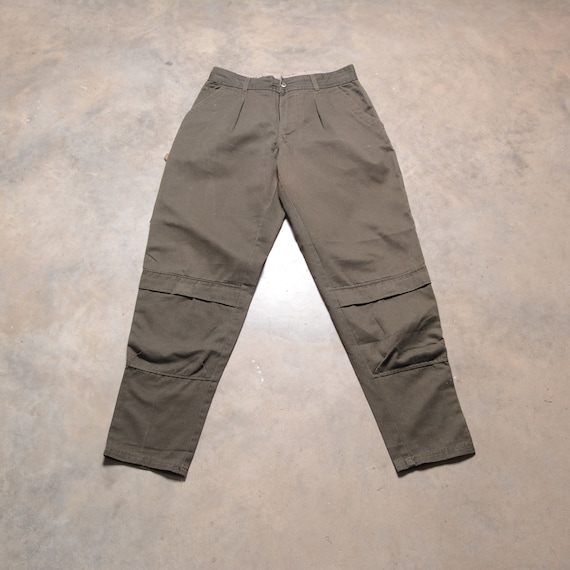 Vintage 90s Cargo Pants Bugle Boy Olive Green Military High Waist Pleat Surf Skate Baggy Taper 34x34 34L Long 34 Waist Air Command Etsy UK