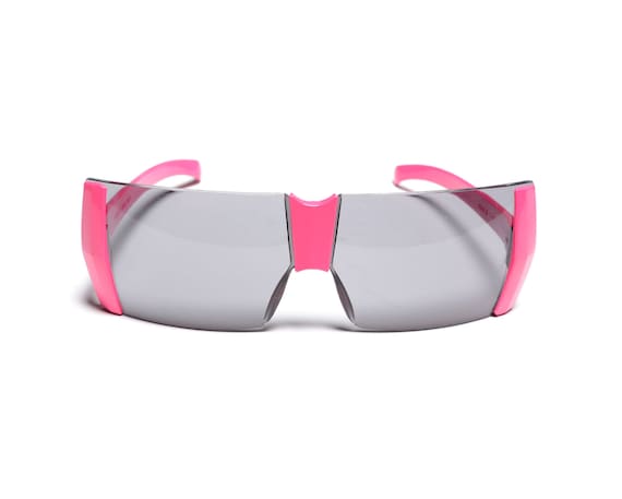 vintage 60s 70s black pink plastic sunglasses mod… - image 1