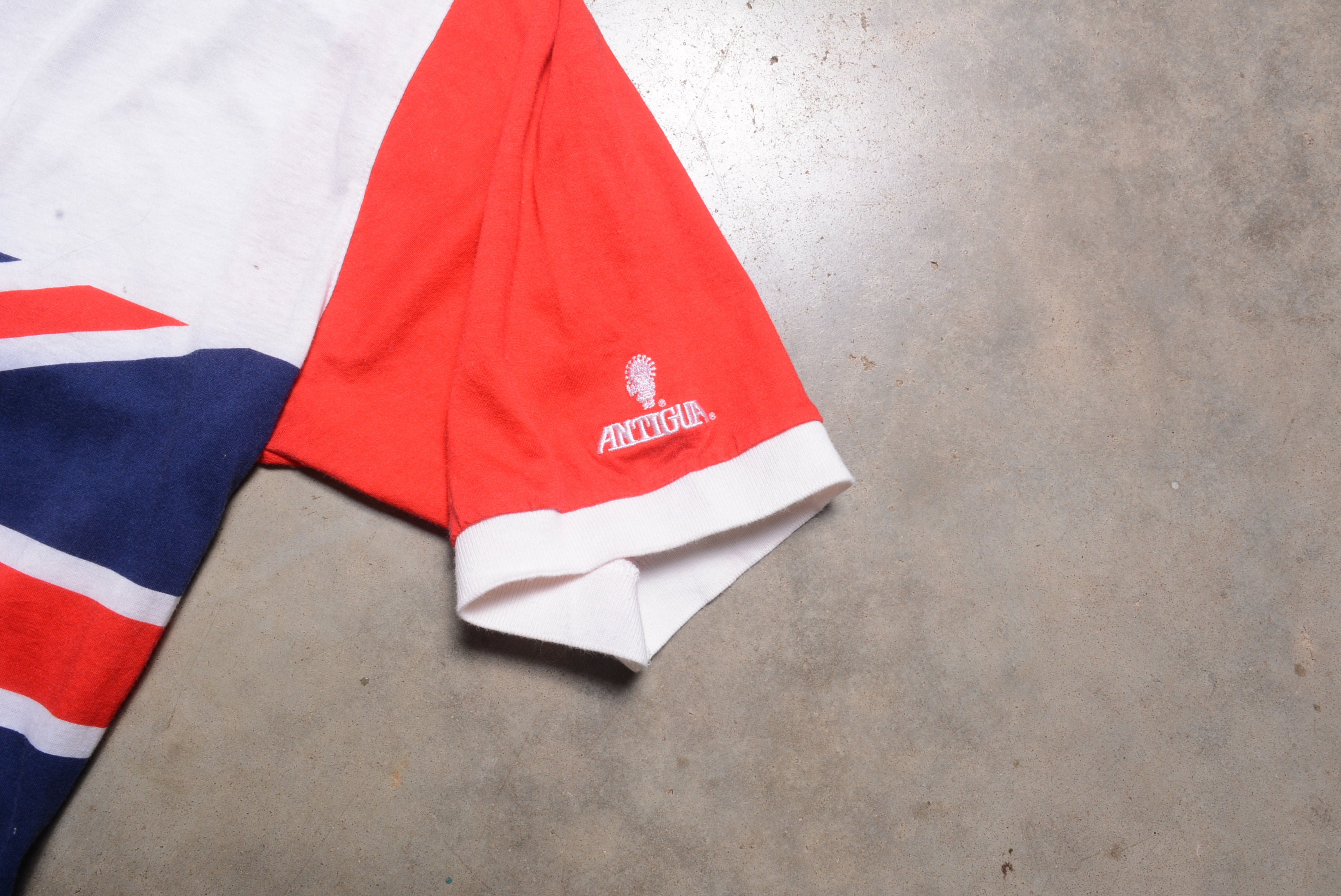 Vintage 90s Union Jack Flag Polo Shirt Red White Blue 1990 Men