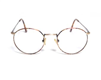 vintage 80s round eyeglasses bronze metal frame tortoiseshell 1980 Eyetel Italy Student 47 19 140