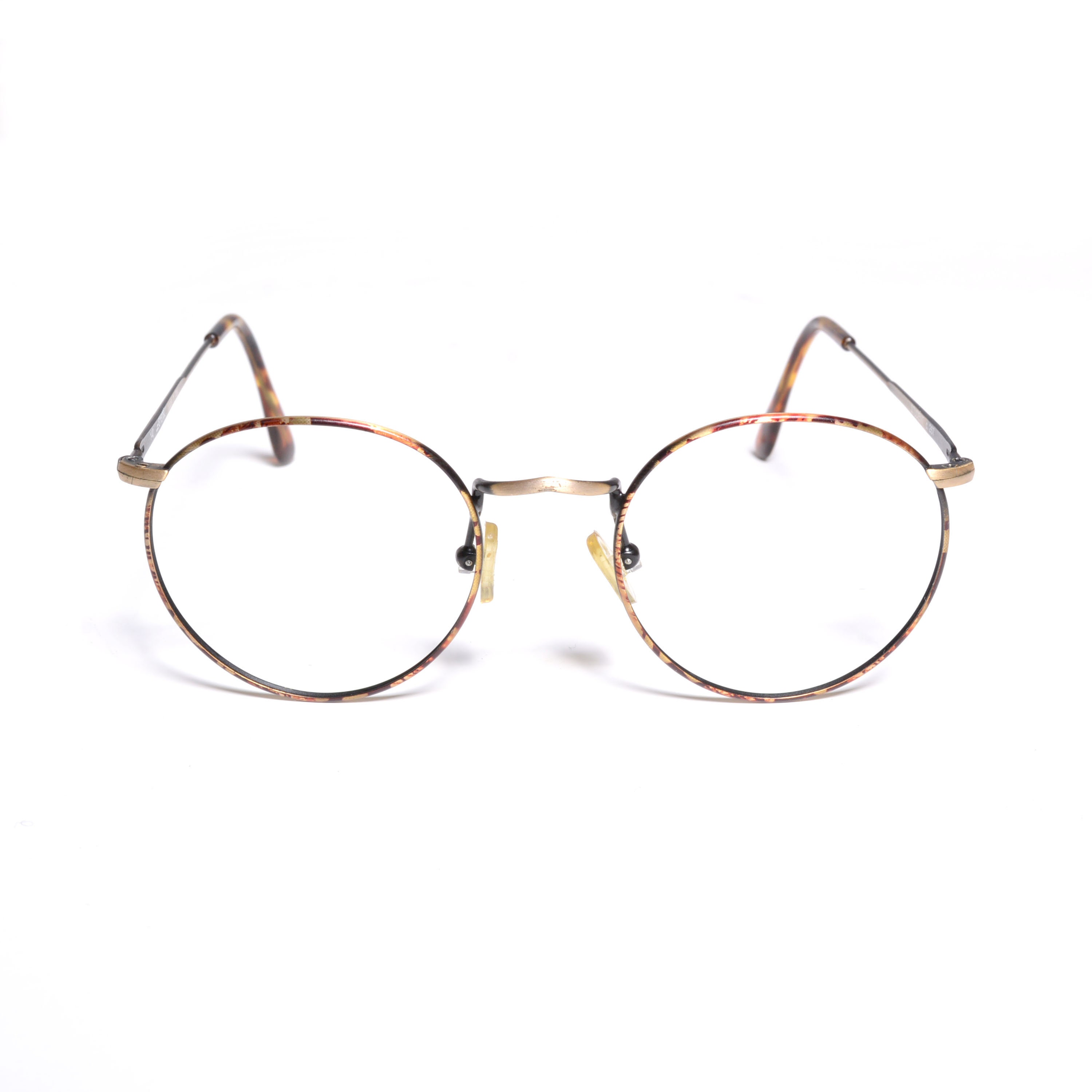 Vintage 80s Round Eyeglasses Bronze Metal Frame Tortoiseshell 1980