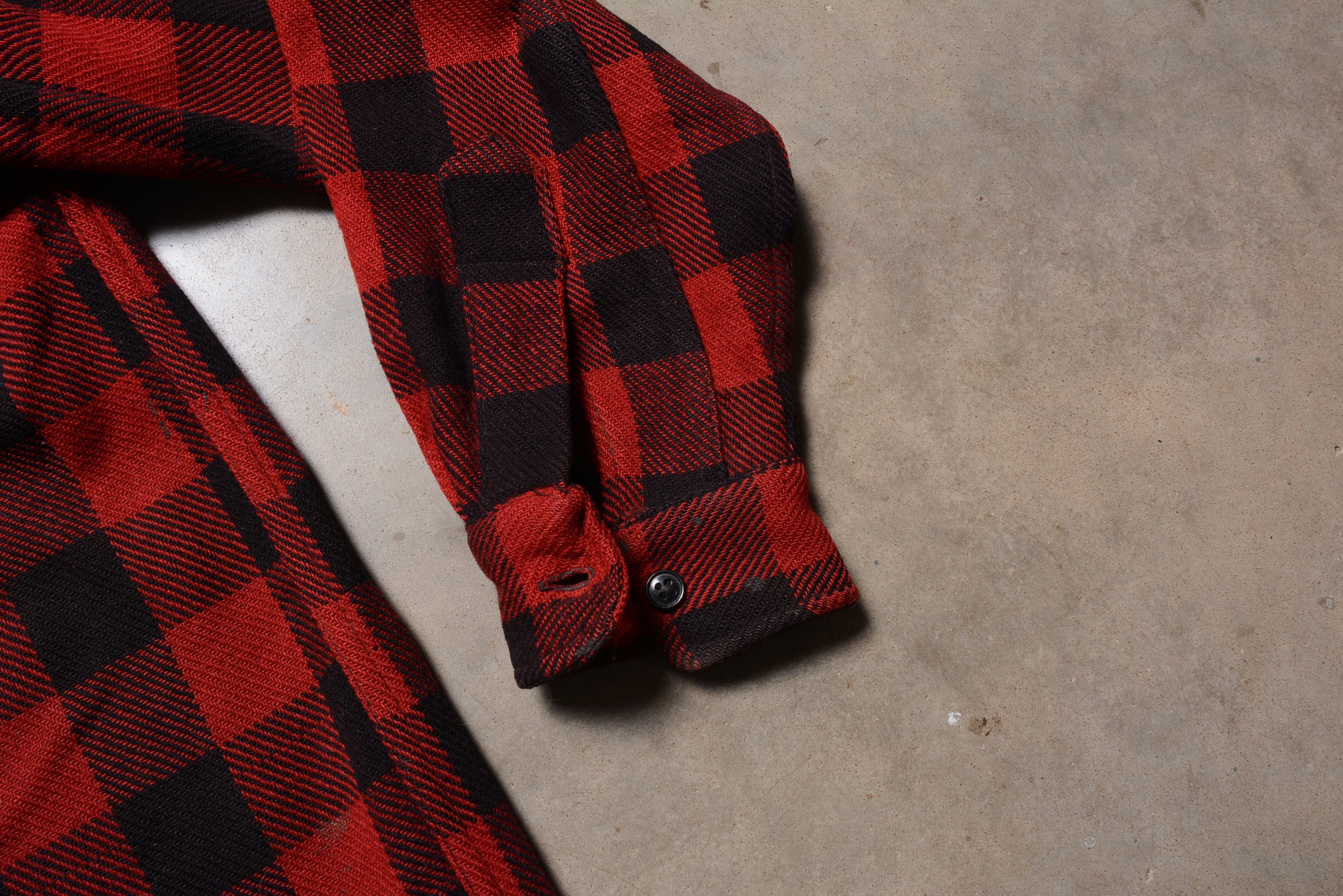 Vintage 40s 50s Polar E&W Wool Flannel Shirt Red Black Plaid 