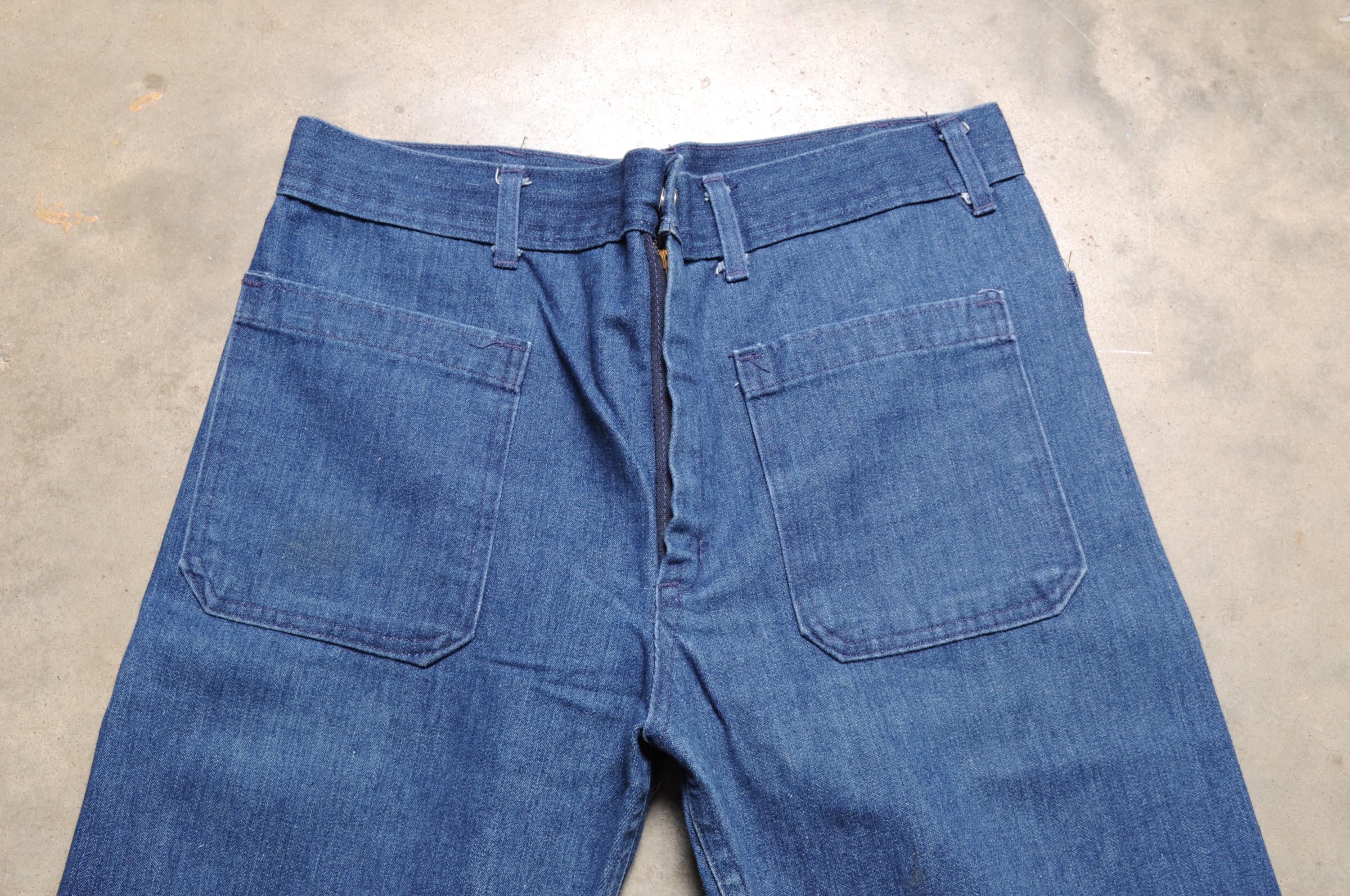 パンツ 70s Vintage SEAFARER Denim Sailor Pants 70s Seafarer Deadstock Flared Unisex Sailor Dungarees