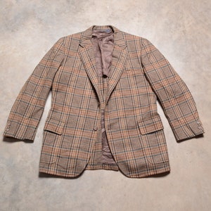 vintage 80s sport jacket Brooks Brothers mainline 1980 men menswear glen plaid tweed sportcoat 45R 45