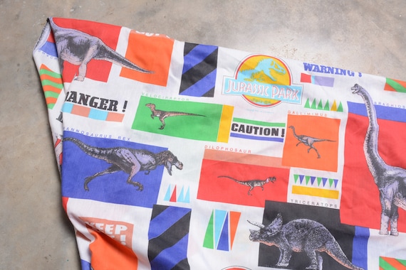 Vintage 90s Jurassic Parkl Twin Fitted Bed Sheet Reclaimed